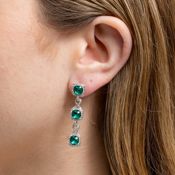 Jon Richard Silver Plated Emerald Green Infinity Earrings