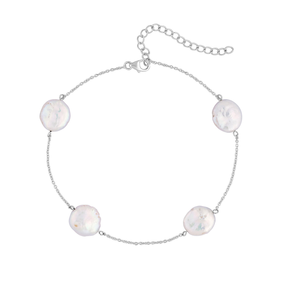 Simply Silver Sterling Silver 925 Coin Pearl Bracelet
