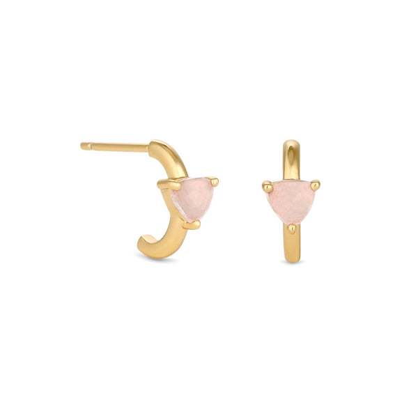 Inicio 14K Real Gold Plated Recycled Rose Quartz Hoop Earrings - Gift Pouch