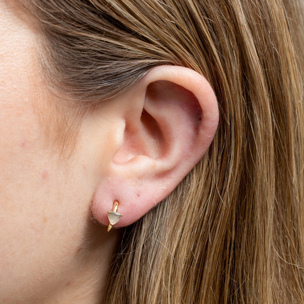 Inicio 14K Real Gold Plated Recycled Rose Quartz Hoop Earrings - Gift Pouch