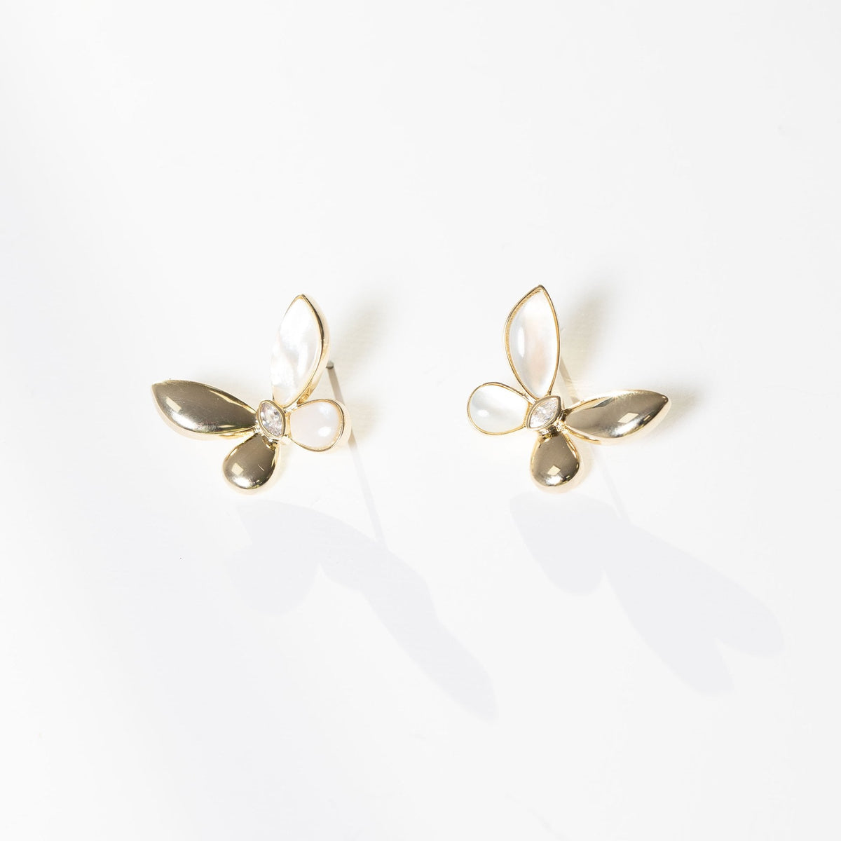Jon Richard Gold Plated Polished And Mother Of Pearl Butterfly Stud Earrings