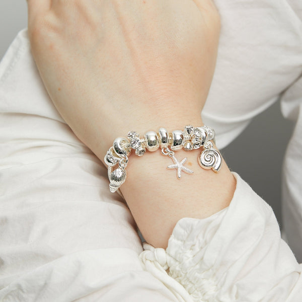 Lipsy Silver Coastal Charm Bracelet - Gift Boxed