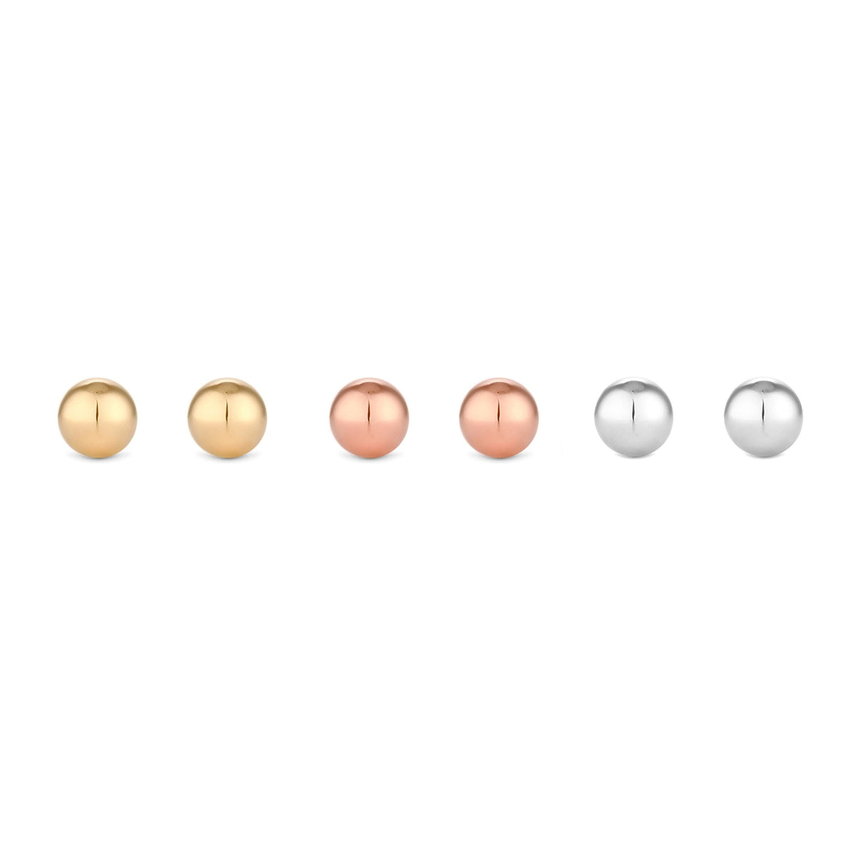 Mood Tri Tone Stainless Steel Polished Stud Earrings - Pack Of 3