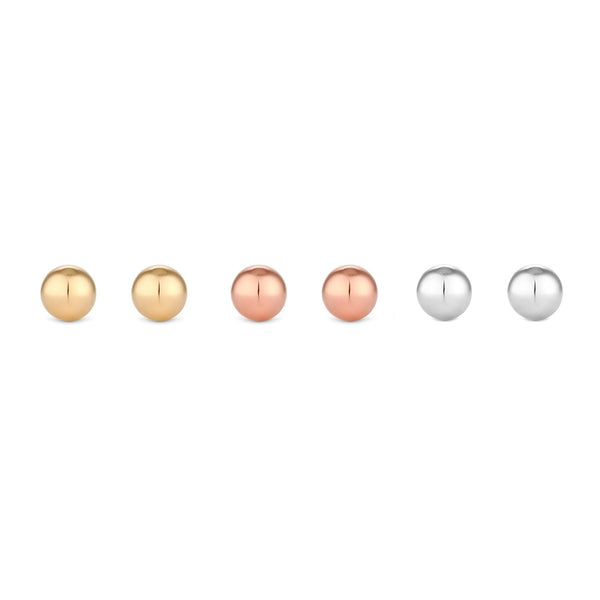 Mood Tri Tone Stainless Steel Polished Stud Earrings - Pack Of 3