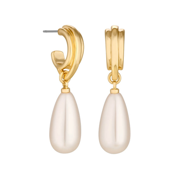 Jon Richard Gold Plated Vintage Inspired Pearl Hoop Earrings