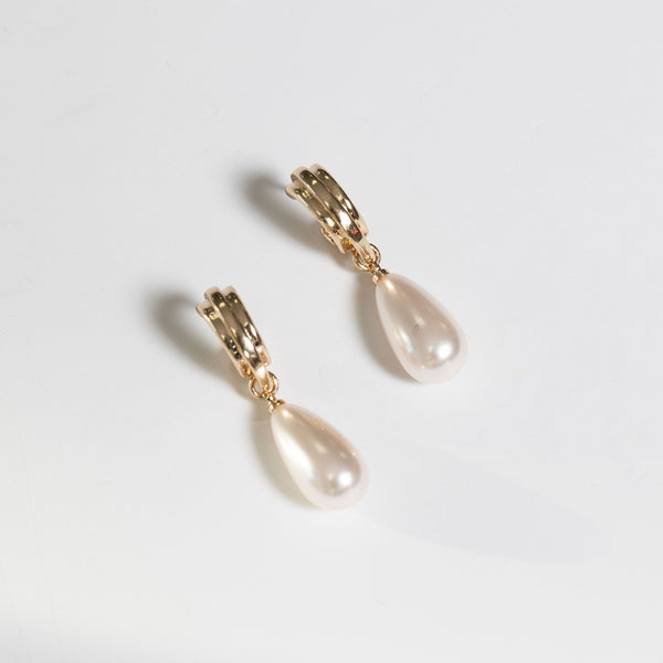 Jon Richard Gold Plated Vintage Inspired Pearl Hoop Earrings
