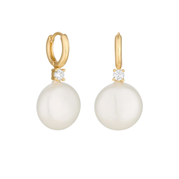 Jon Richard Gold Plated Polished Huggie Hoop Pearl Drop Earrings