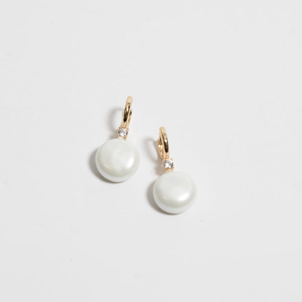 Jon Richard Gold Plated Polished Huggie Hoop Pearl Drop Earrings