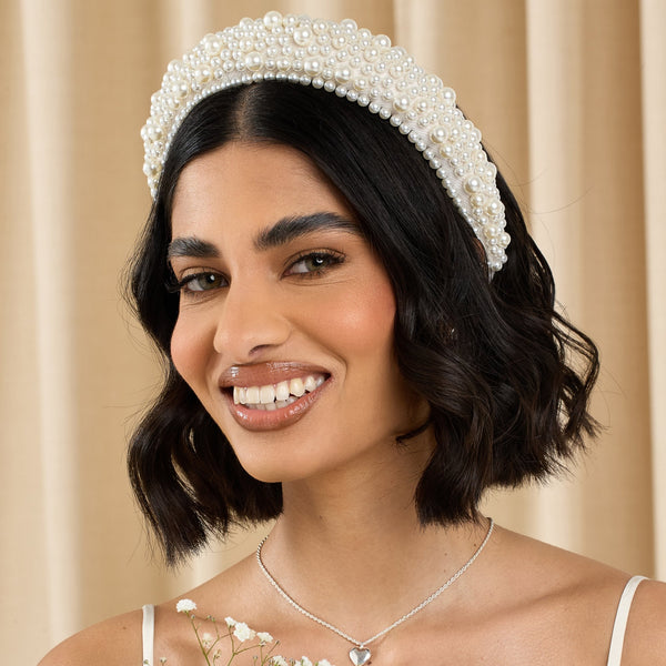 Jon Richard Cream Pearl Embellished Headband