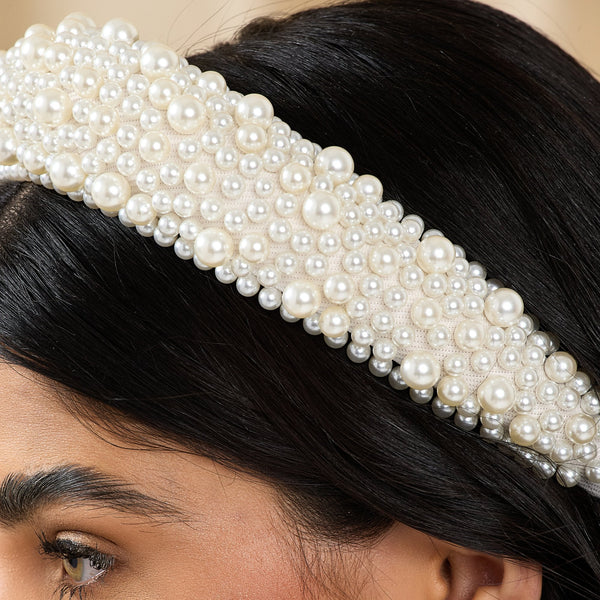 Jon Richard Cream Pearl Embellished Headband