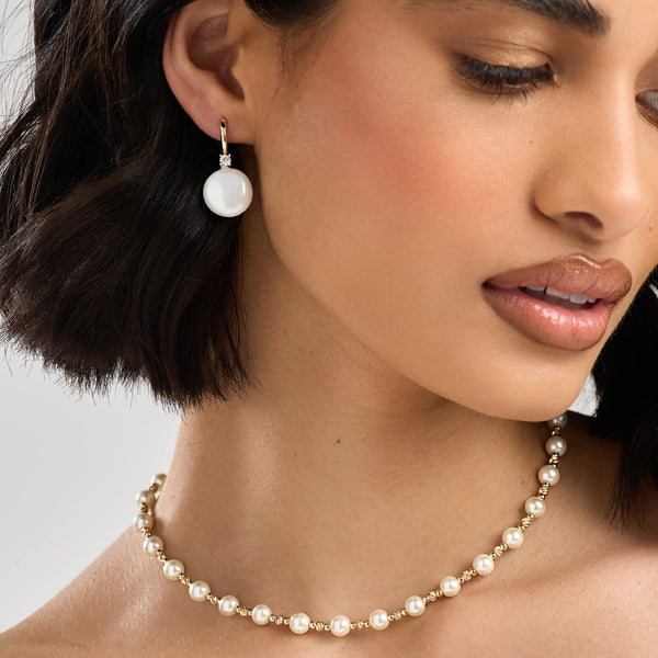 Jon Richard Gold Plated Polished Huggie Hoop Pearl Drop Earrings