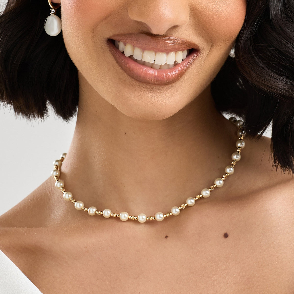 Jon Richard Gold Plated Polished Huggie Hoop Pearl Drop Earrings