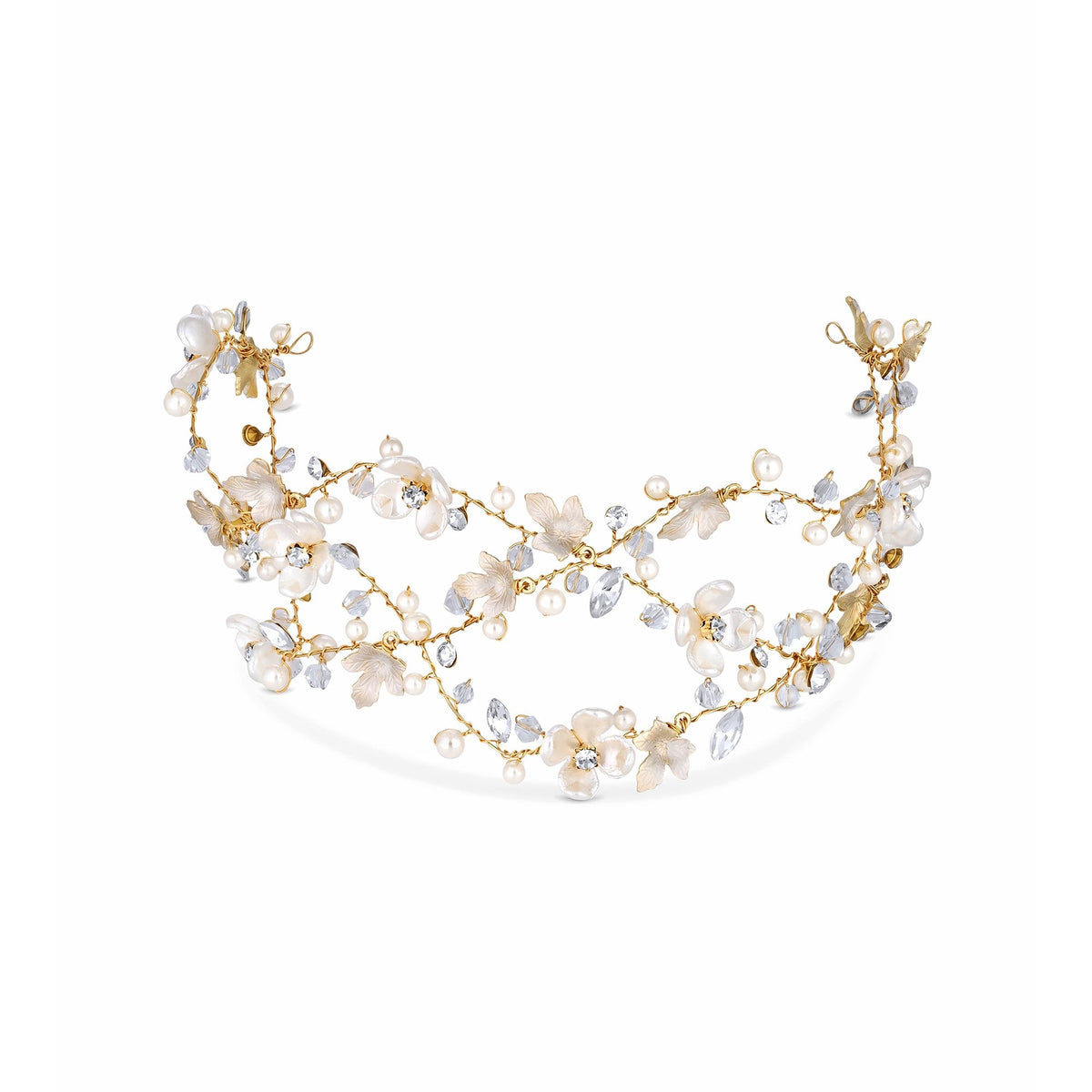 Jon Richard Gold Plated White Floral Hair Vine - Gift Pouch