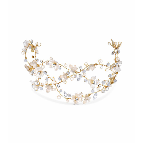 Jon Richard Gold Plated White Floral Hair Vine - Gift Pouch