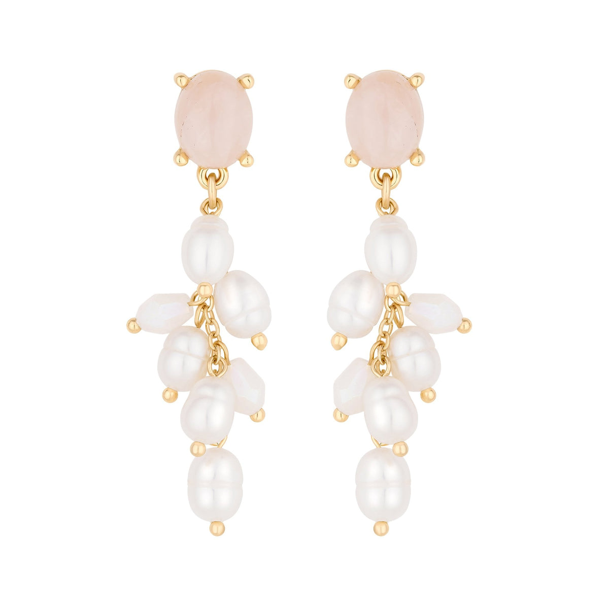 Jon Richard Gold Plated Semi Precious And Freshwater Pearl Earrings