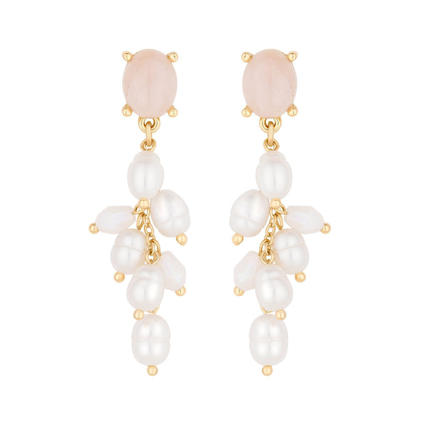 Jon Richard Gold Plated Semi Precious And Freshwater Pearl Earrings