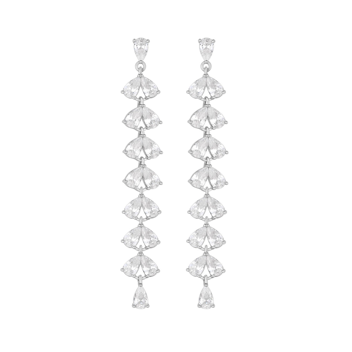 Jon Richard Rhodium Plated Cubic Zirconia Linear Drop Earrings