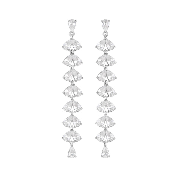Jon Richard Rhodium Plated Cubic Zirconia Linear Drop Earrings