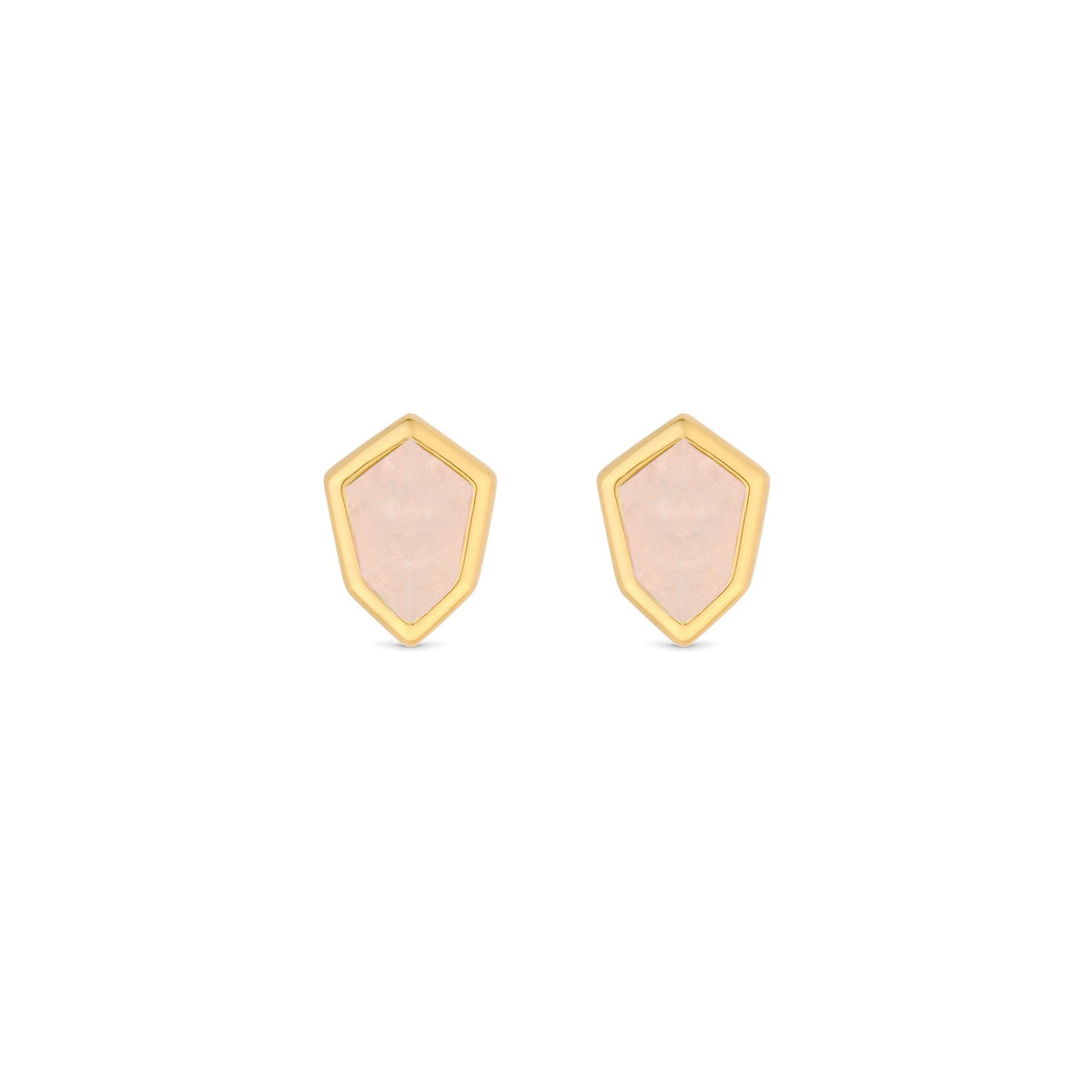 Inicio 14K Real Gold Plated Recycled Rose Quartz Stud Earrings - Gift Pouch