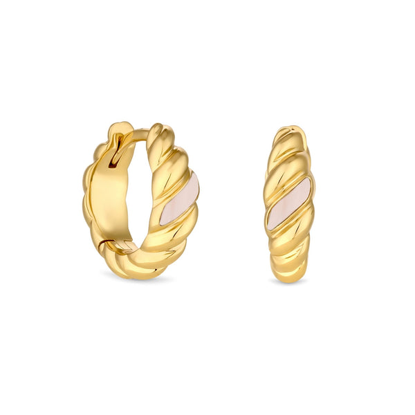 Inicio 14K Real Gold Plated Recycled Opal Hoop Earrings - Gift Pouch