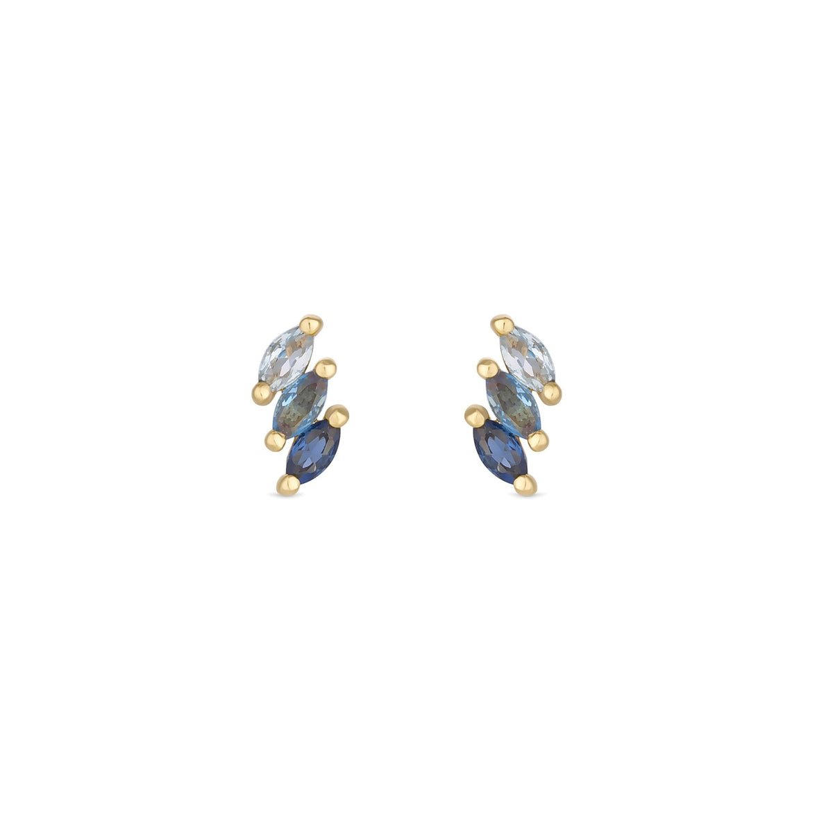 Inicio 14K Real Gold Plated Recycled Ombre Blue Stud Earrings - Gift Pouch