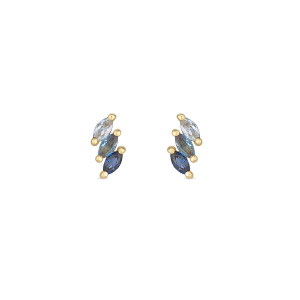 Inicio 14K Real Gold Plated Recycled Ombre Blue Stud Earrings - Gift Pouch