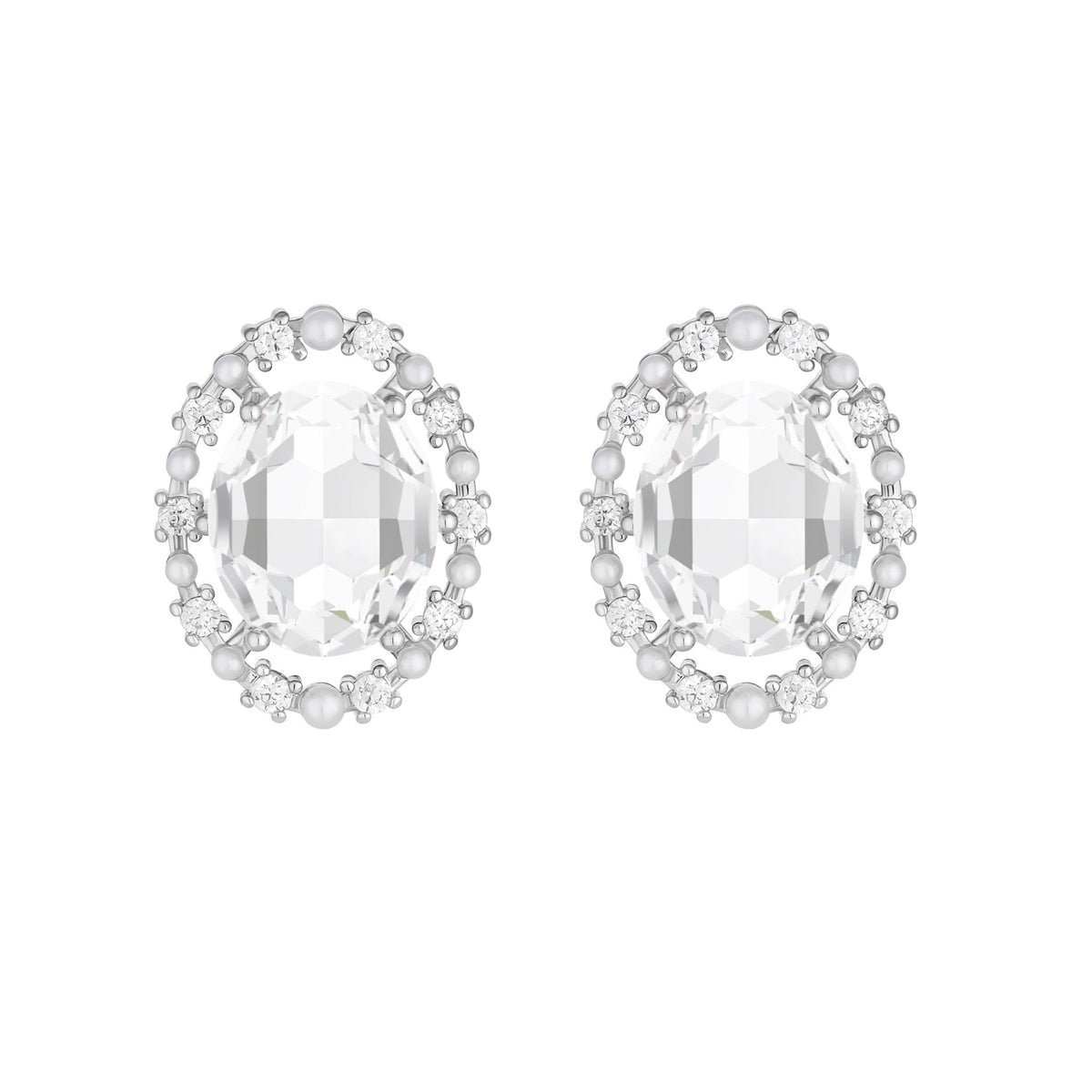 Jon Richard Rhodium Plated Cubic Zirconia Large Stud Earrings