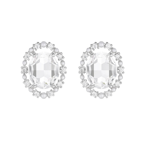 Jon Richard Rhodium Plated Cubic Zirconia Large Stud Earrings