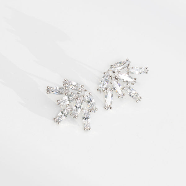 Jon Richard Rhodium Plated Cubic Zirconia Starburst Earrings