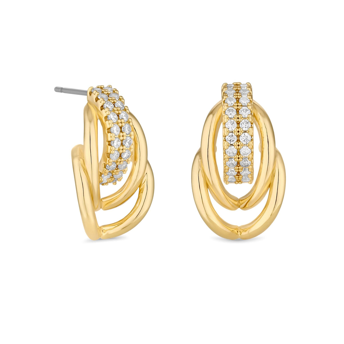 Jon Richard Gold Plated Polished And Pave Door Knocker Earrings