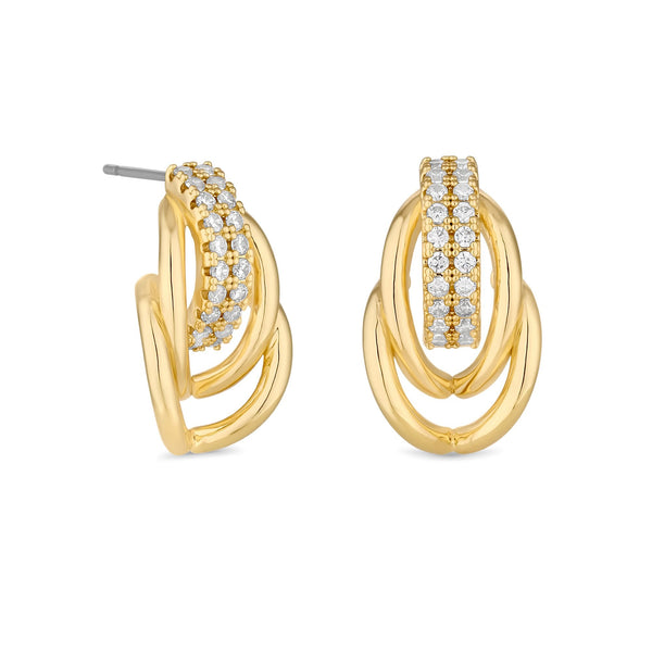 Jon Richard Gold Plated Polished And Pave Door Knocker Earrings