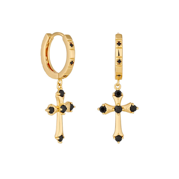 Jon Richard Gold Plated Jet Cross Charm Earrings