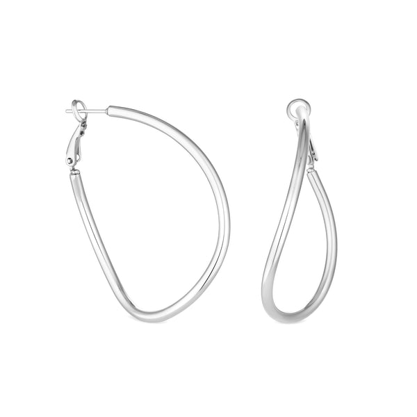 Jon Richard Silver Plated Stainless Steel Large Twist Hoop Earrings