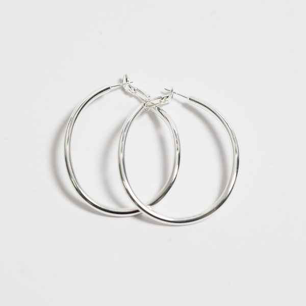Jon Richard Silver Plated Stainless Steel Large Twist Hoop Earrings