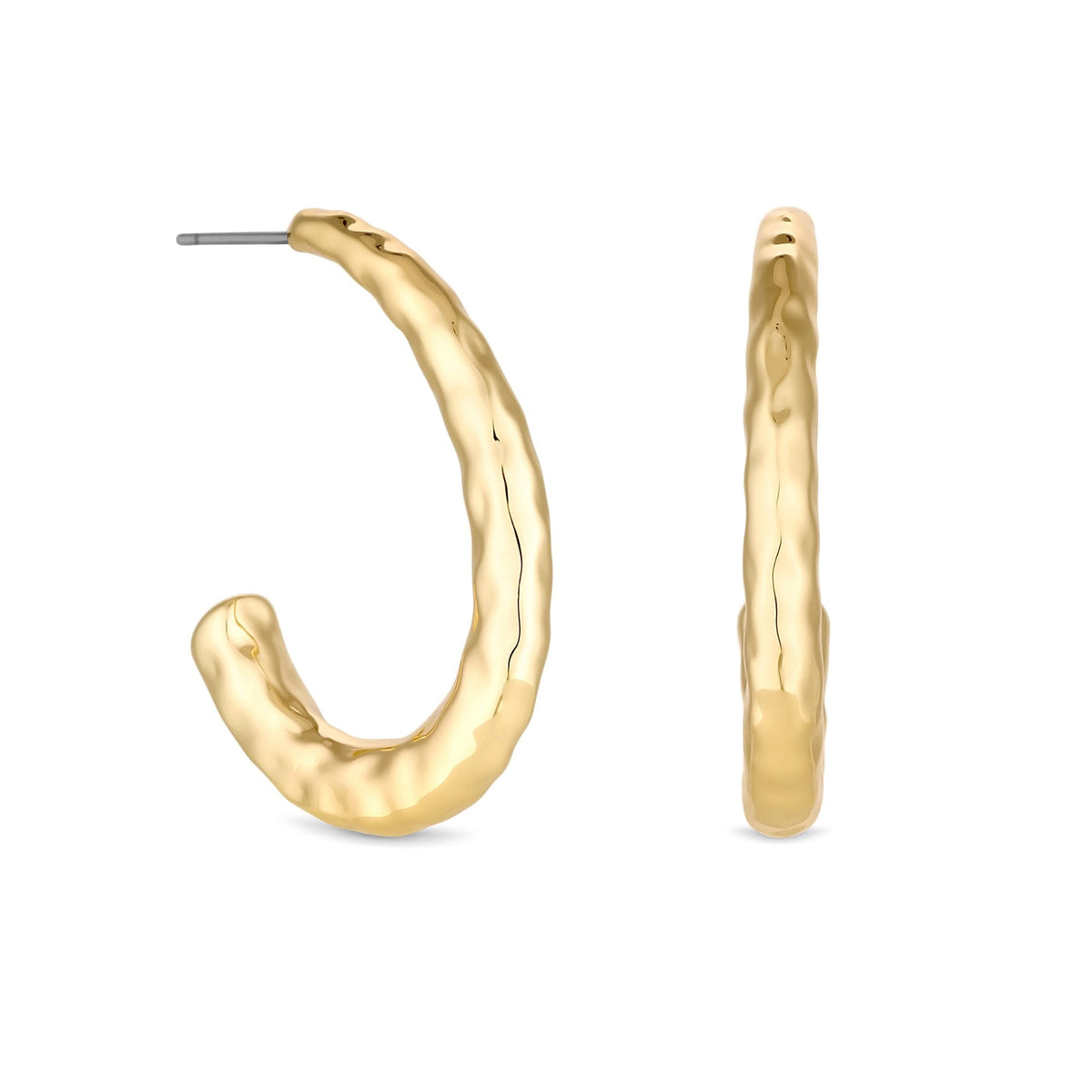 Jon Richard Gold Plated Hammered Stainless Steel Hoop Earrings
