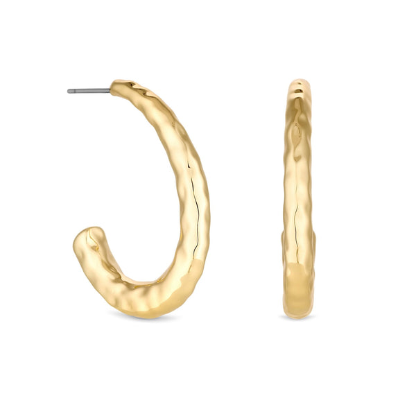 Jon Richard Gold Plated Hammered Stainless Steel Hoop Earrings