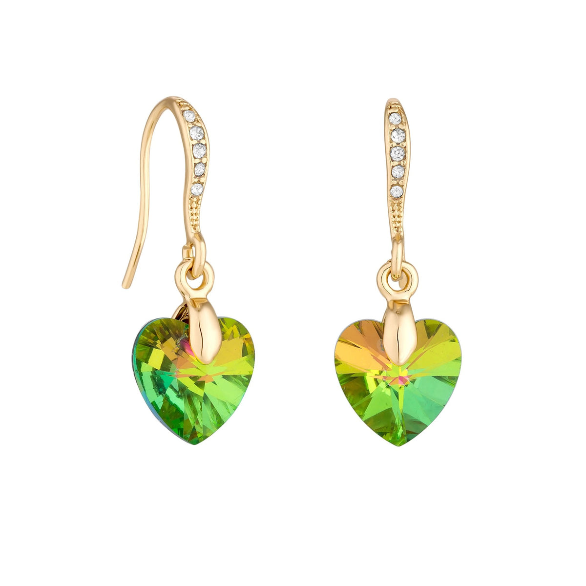 Jon Richard Gold Plated Green Heart Earrings