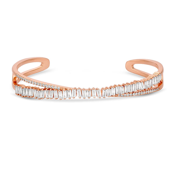 Jon Richard Rose Gold Plated Cross Over Cubic Zirconia Cuff Bracelet