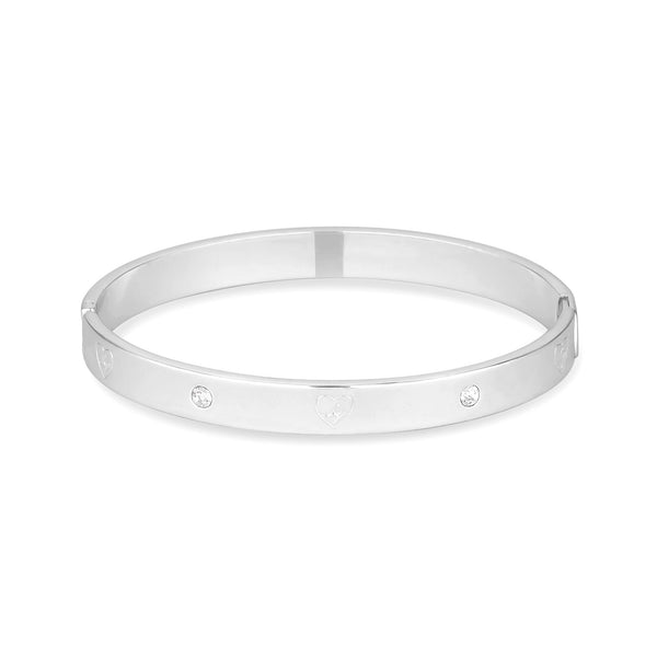 Lipsy Silver Heart Bangle Bracelet - Gift Boxed