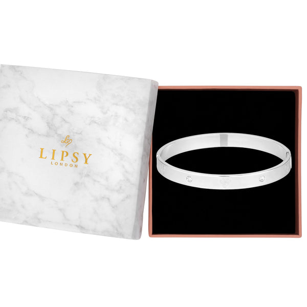 Lipsy Silver Heart Bangle Bracelet - Gift Boxed