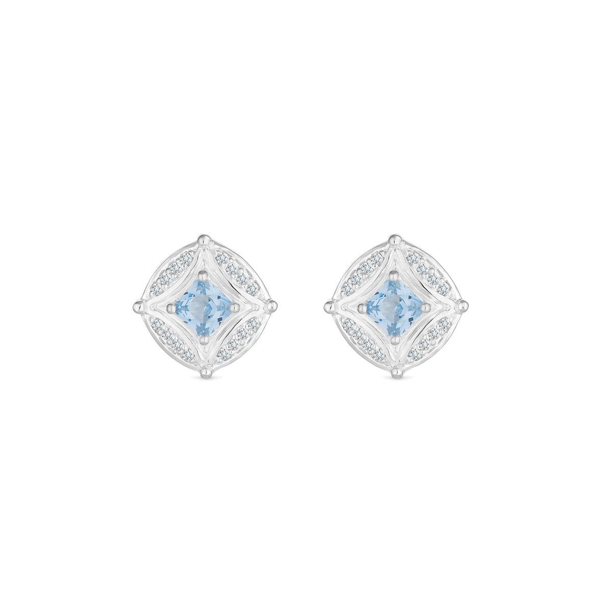 Simply Silver Sterling Silver 925 Blue Spinel And Cubic Zirconia Earrings
