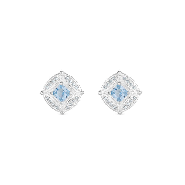 Simply Silver Sterling Silver 925 Blue Spinel And Cubic Zirconia Earrings