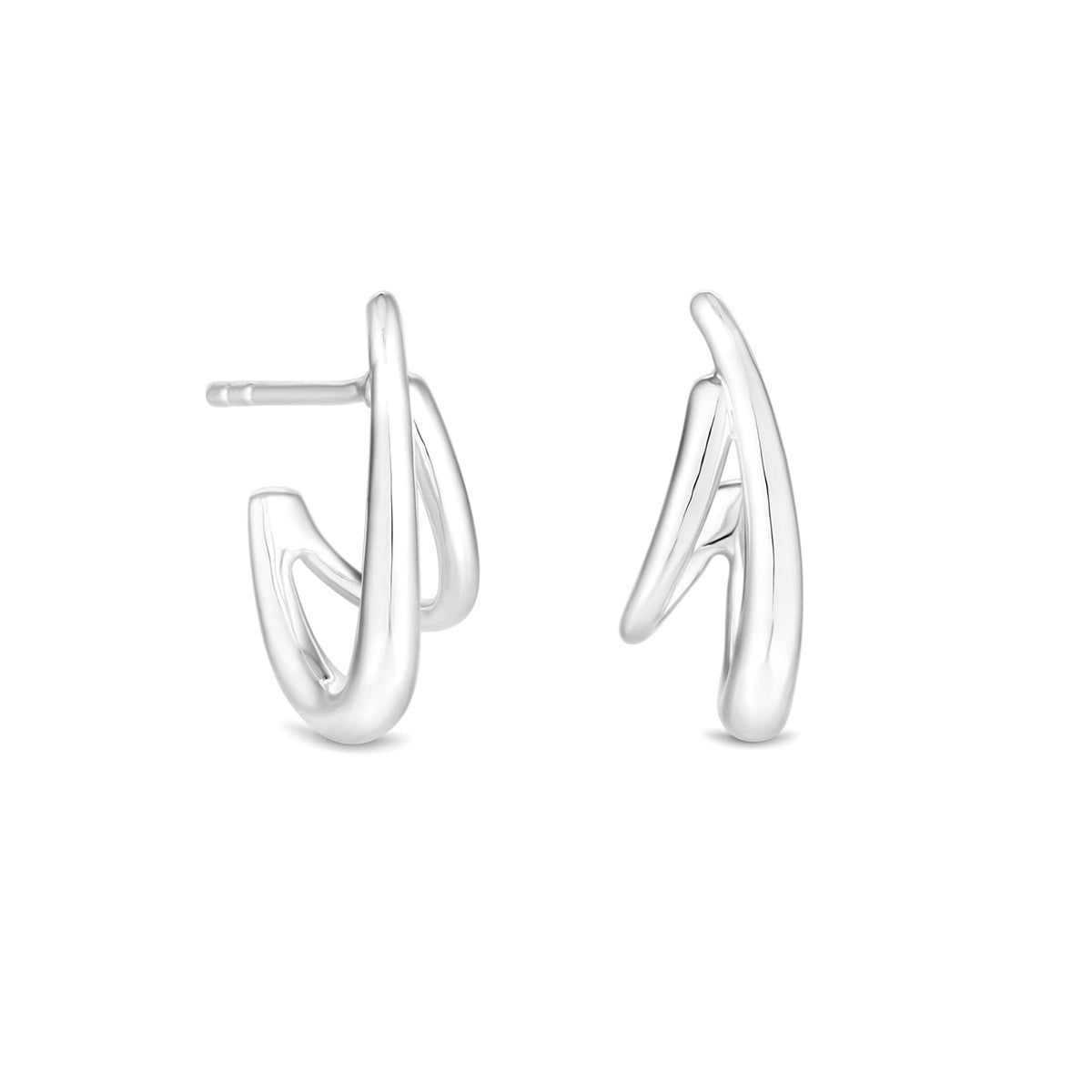 Simply Silver Sterling Silver 925 Polished Double Row Hoop Earrings