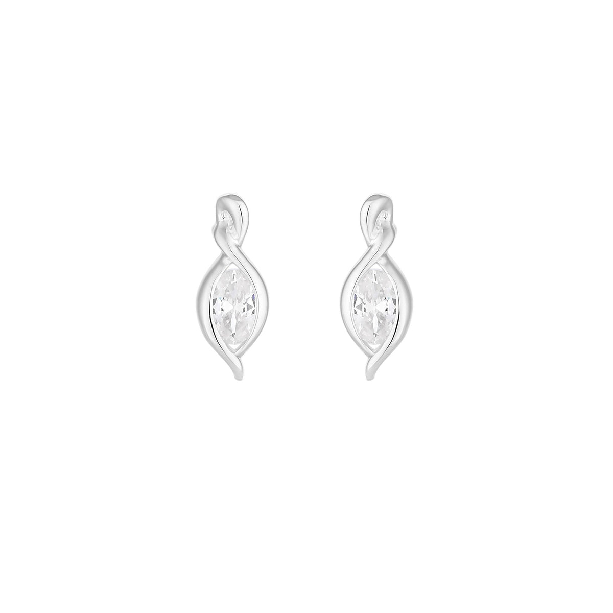Simply Silver Sterling Silver 925 Cubic Zirconia Navette Earrings