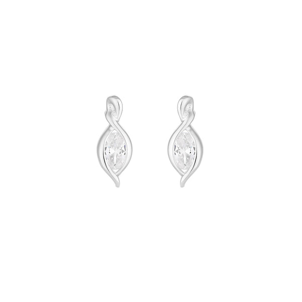 Simply Silver Sterling Silver 925 Cubic Zirconia Navette Earrings