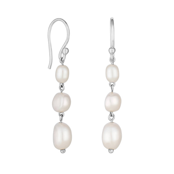 Simply Silver Sterling Silver 925 Freshwater Pearl Drop Earrings