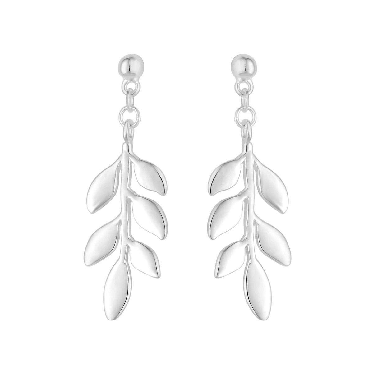 Simply Silver Recycled Sterling Silver 925 Leaf Drop Earrings