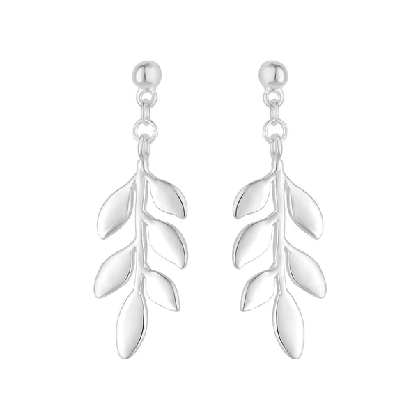 Simply Silver Recycled Sterling Silver 925 Leaf Drop Earrings