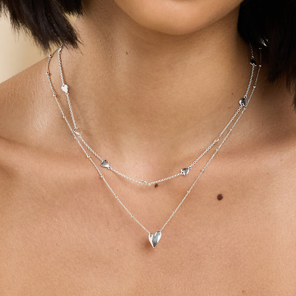 Simply Silver Recycled Sterling Silver 925 Heart Pendant Necklace