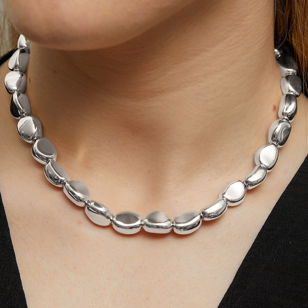 Jon Richard Silver Plated Polished Nugget Allway Necklace